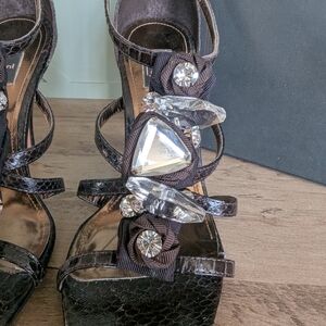 Glint Black Strappy Women's Heels